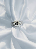 Lucky Flower Crown Silver and Gold Double-Color Classic Engraved Natural Freshwater Pearl Fine Jewelry Ring by NEPTUNE PEARL