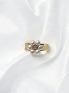Lucky Flower Crown Silver and Gold Double-Color Classic Engraved Natural Freshwater Pearl Fine Jewelry Ring by NEPTUNE PEARL