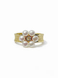 Lucky Flower Crown Silver and Gold Double-Color Classic Engraved Natural Freshwater Pearl Fine Jewelry Ring by NEPTUNE PEARL
