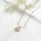 Champagne Soft-Shine Natural Pearl Four-Leaf Clover Gold Necklace by NEPTUNE PEARL
