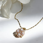 Champagne Soft-Shine Natural Pearl Four-Leaf Clover Gold Necklace by NEPTUNE PEARL