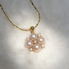 Champagne Soft-Shine Natural Pearl Four-Leaf Clover Gold Necklace by NEPTUNE PEARL