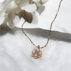 Champagne Soft-Shine Natural Pearl Four-Leaf Clover Gold Necklace by NEPTUNE PEARL