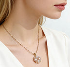 Champagne Soft-Shine Natural Pearl Four-Leaf Clover Gold Necklace by NEPTUNE PEARL