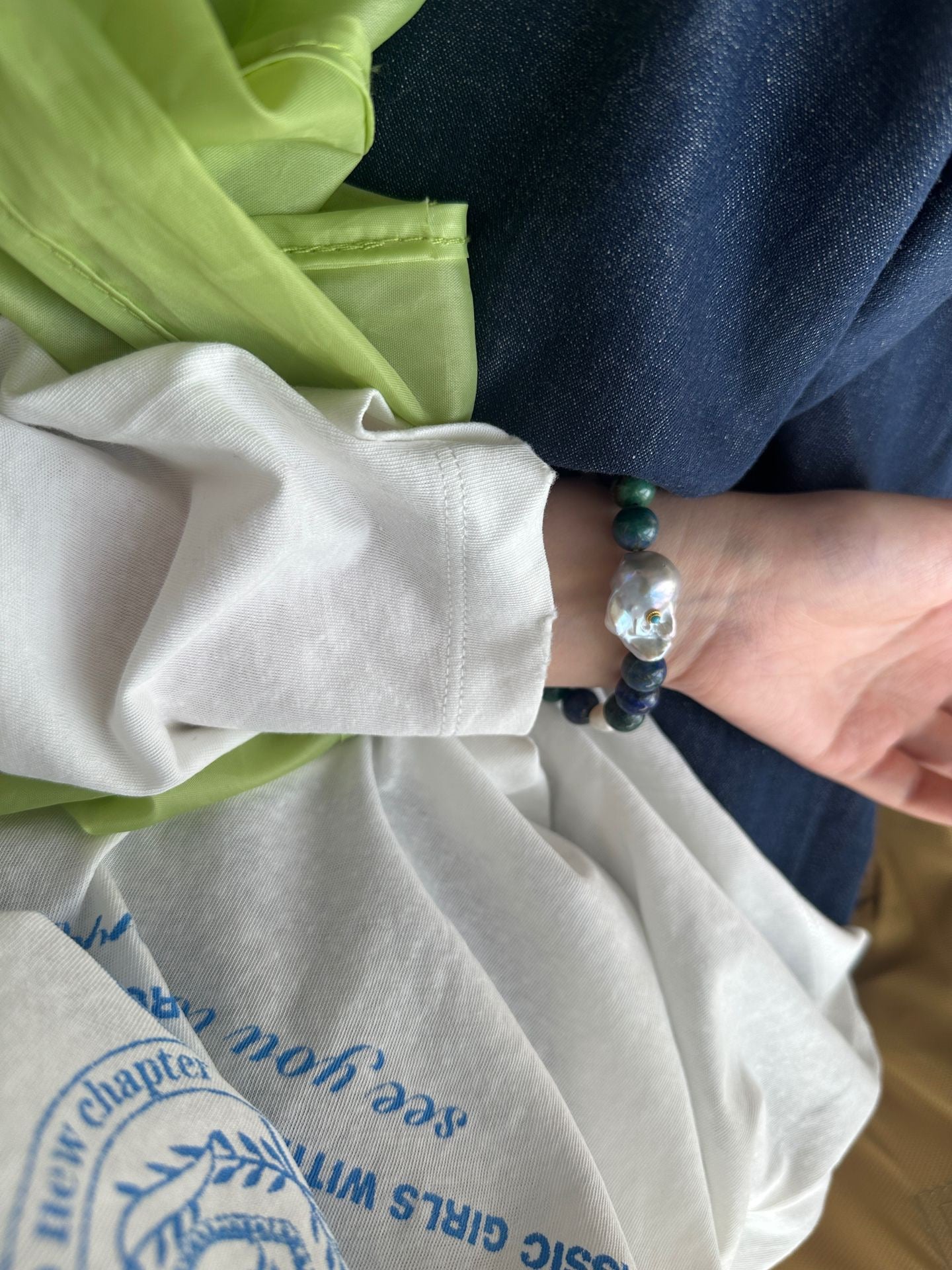 Natural Turquoise and Blue Blood Baroque Designer Handmade Bracelet – Purify the Mind, Natural Healing by NEPTUNE PEARL