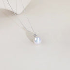 Classic Diamond Pendant with Natural Freshwater Pearl in Sterling Silver by NEPTUNE PEARL