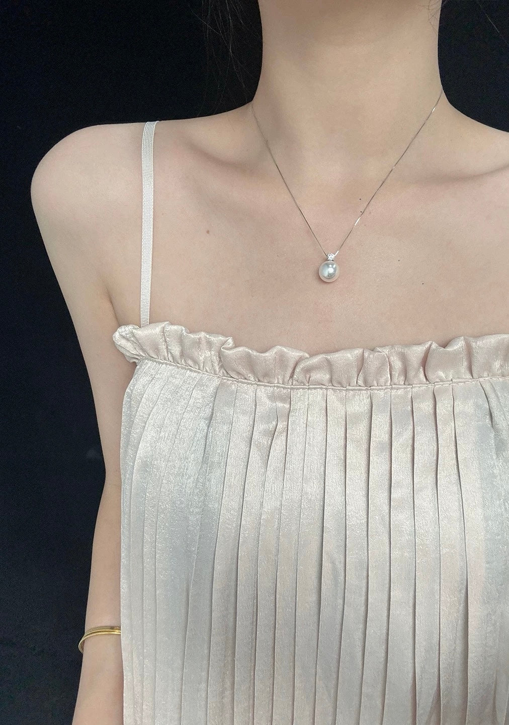 Classic Diamond Pendant with Natural Freshwater Pearl in Sterling Silver by NEPTUNE PEARL