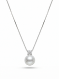 Classic Diamond Pendant with Natural Freshwater Pearl in Sterling Silver by NEPTUNE PEARL