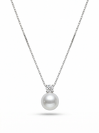 Classic Diamond Pendant with Natural Freshwater Pearl in Sterling Silver by NEPTUNE PEARL