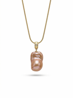 Rose Perfume Neon-Colored Natural Baroque Pearl Pendant by NEPTUNE PEARL