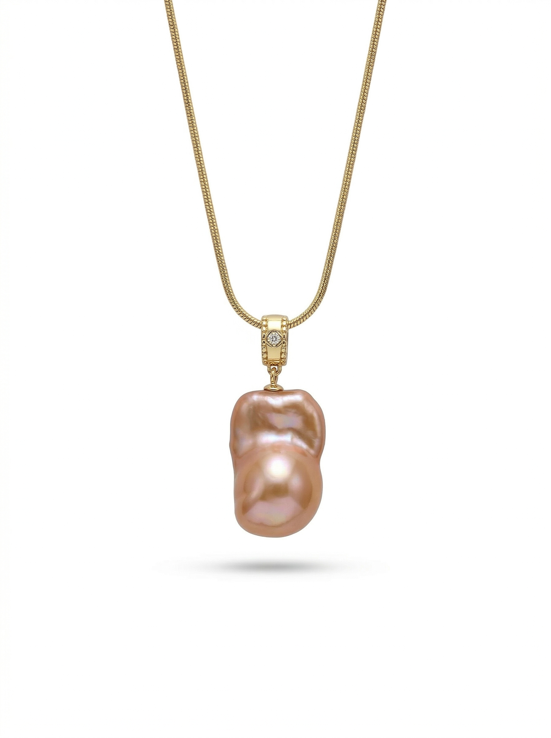 Rose Perfume Neon-Colored Natural Baroque Pearl Pendant by NEPTUNE PEARL