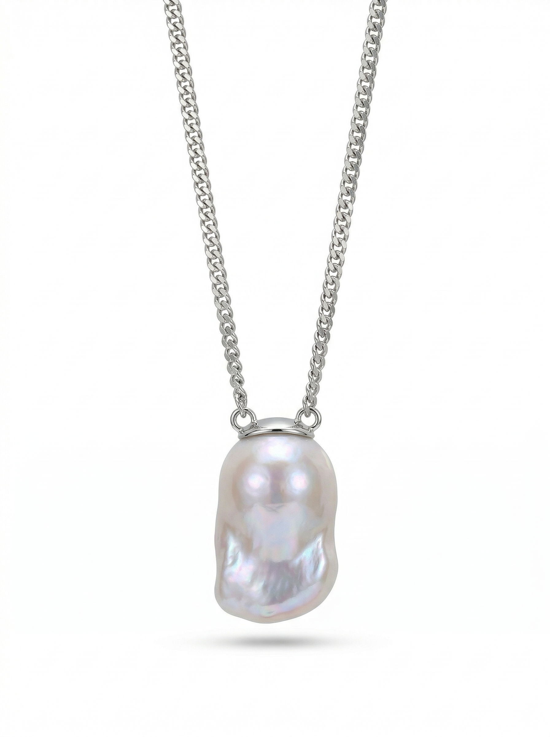 Blue-blooded fish tail Baroque Cuban link pendant by NEPTUNE PEARL
