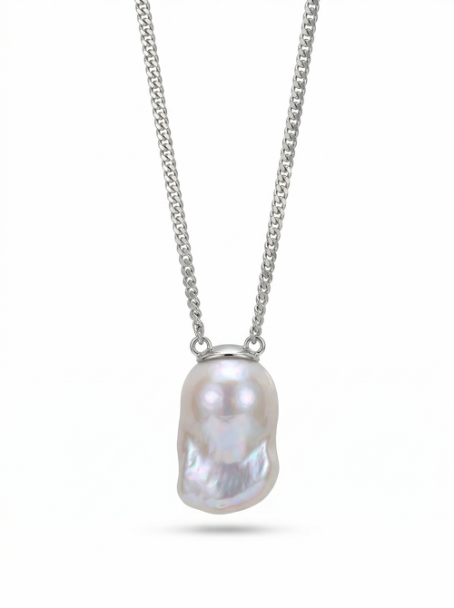 Blue-blooded fish tail Baroque Cuban link pendant by NEPTUNE PEARL