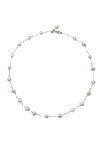 Starry Freshwater Pearl Necklace | White Blush Pearl Sterling Silver Chain by NEPTUNE PEARL