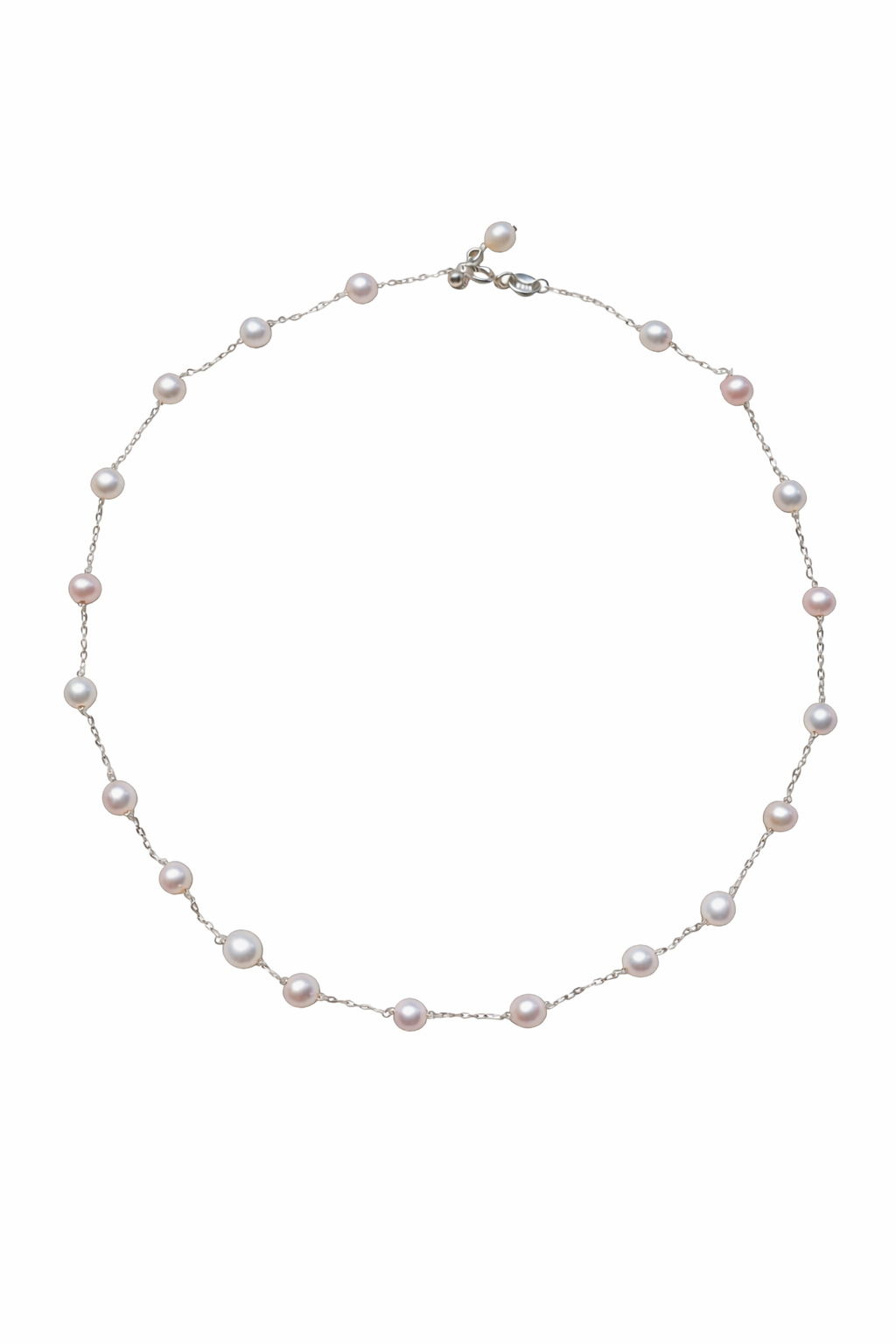 Starry Freshwater Pearl Necklace | White Blush Pearl Sterling Silver Chain by NEPTUNE PEARL