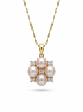 Champagne Soft-Shine Natural Pearl Four-Leaf Clover Gold Necklace by NEPTUNE PEARL
