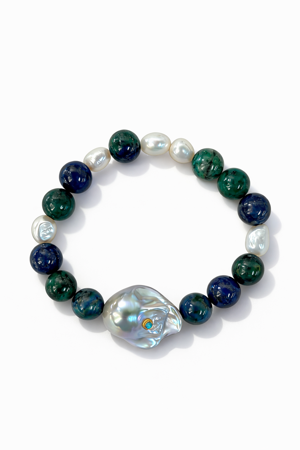 Natural Turquoise and Blue Blood Baroque Designer Handmade Bracelet – Purify the Mind, Natural Healing by NEPTUNE PEARL