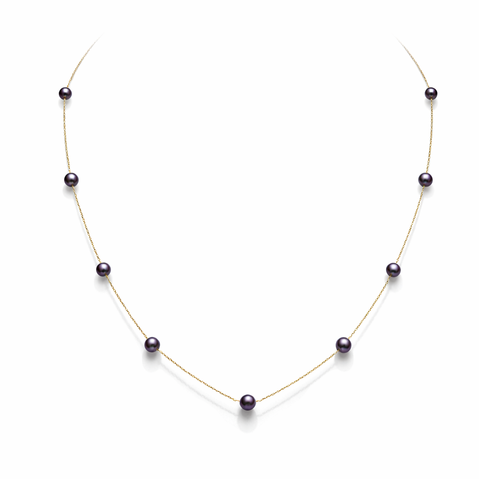 Vintage Luxury Old Money Rare Natural Purple Pearl Gold Necklace by NEPTUNE PEARL