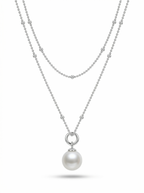 Royal Elegance Banquet Natural Freshwater Pearl Double-Layer Sterling Silver Necklace by NEPTUNE PEARL