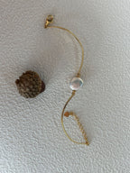 Sun-Button Round Baroque Pearl Gold Bracelet by NEPTUNE PEARL