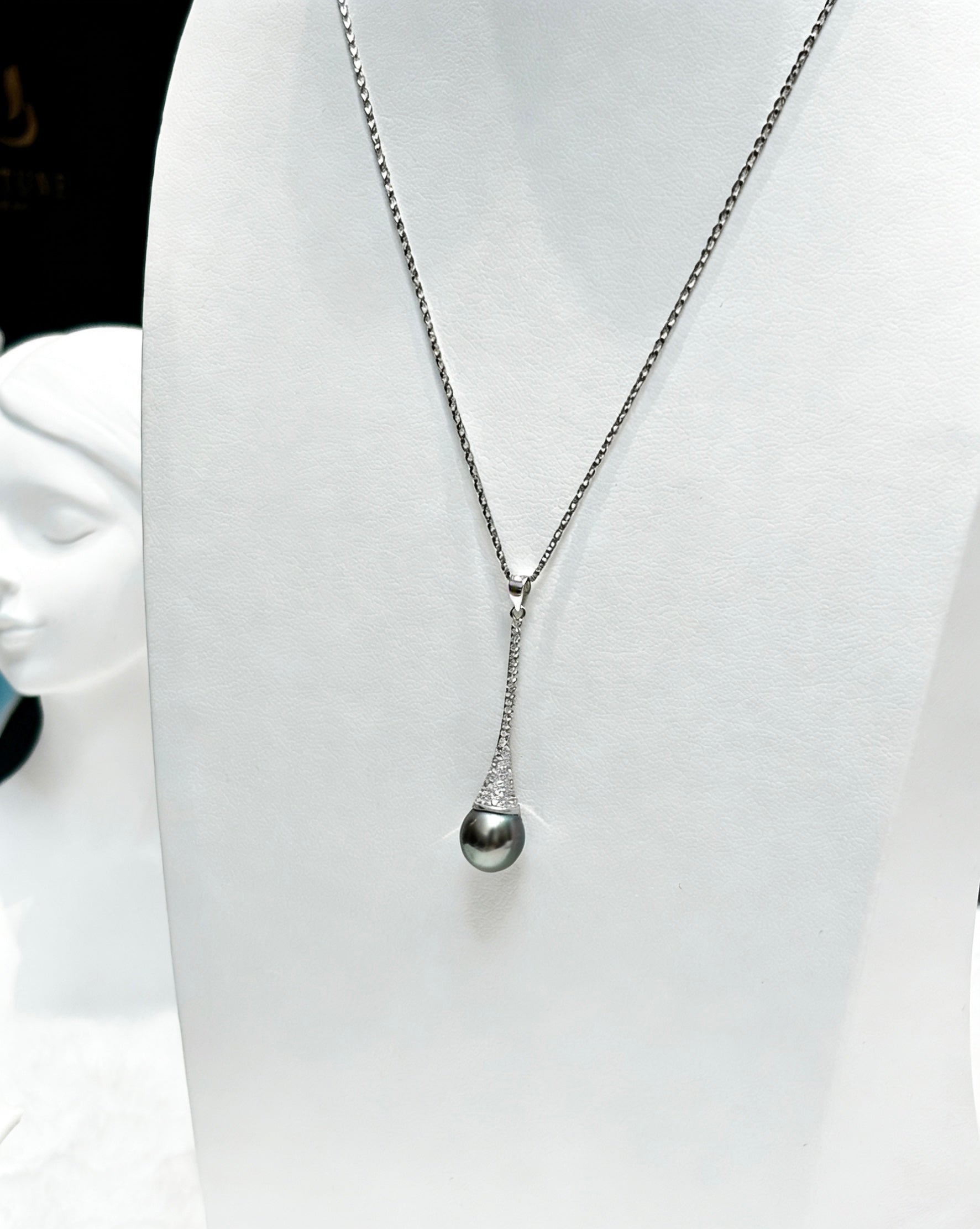 Natural Tahitian Pearl Perfume Bottle Pendant in Sterling Silver by NEPTUNE PEARL