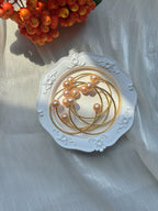 Crabapple Fruit – Orange Baroque Pearl Cuff Bracelet, Double Pearl Gold Bangle by NEPTUNE PEARL