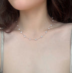 Starry Freshwater Pearl Necklace | White Blush Pearl Sterling Silver Chain by NEPTUNE PEARL