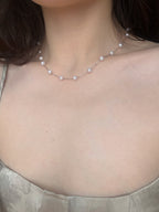 Starry Freshwater Pearl Necklace | White Blush Pearl Sterling Silver Chain by NEPTUNE PEARL