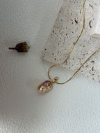 Rose Perfume Neon-Colored Natural Baroque Pearl Pendant by NEPTUNE PEARL