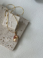 Rose Perfume Neon-Colored Natural Baroque Pearl Pendant by NEPTUNE PEARL