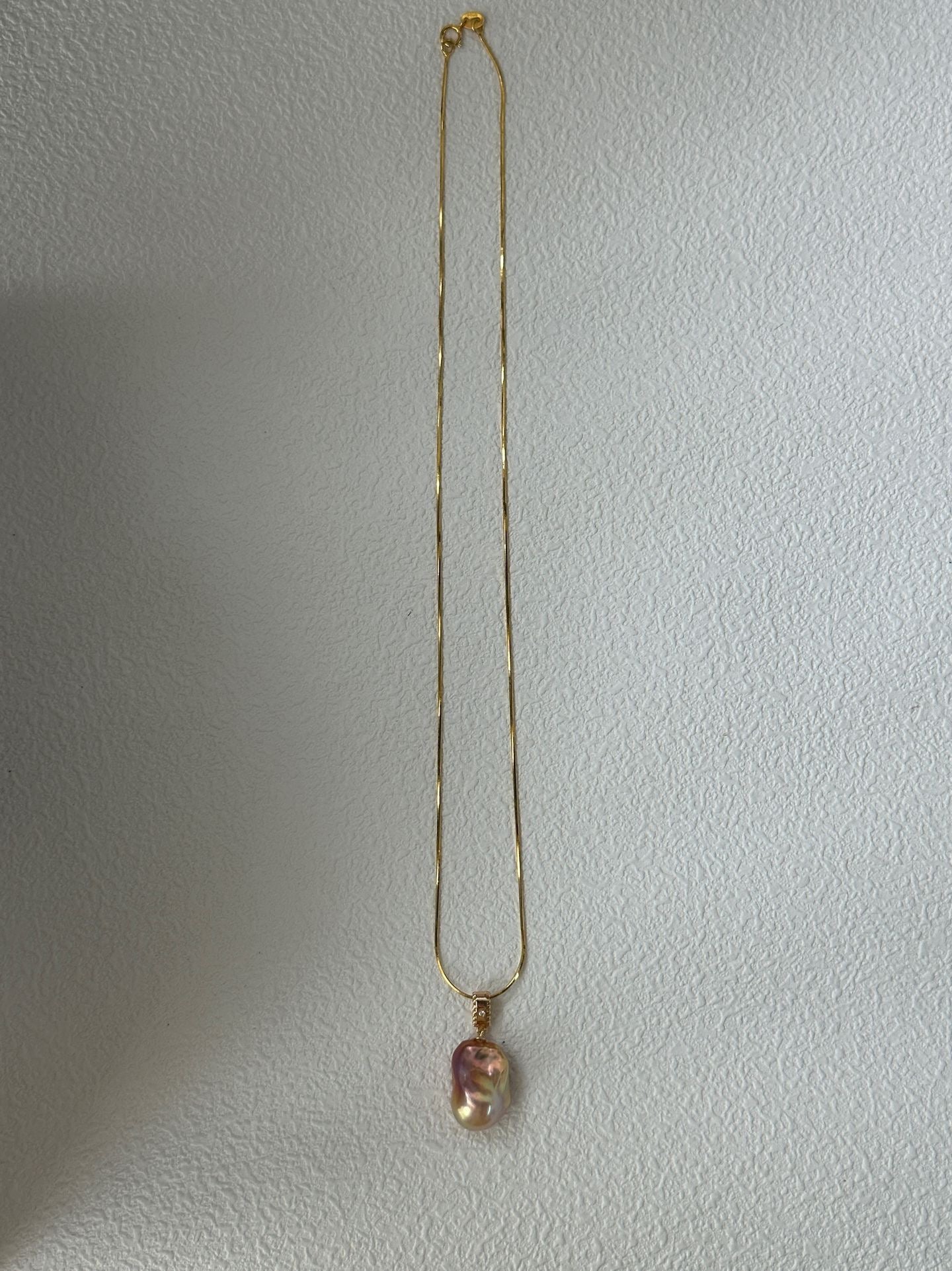 Rose Perfume Neon-Colored Natural Baroque Pearl Pendant by NEPTUNE PEARL
