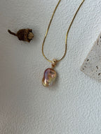 Rose Perfume Neon-Colored Natural Baroque Pearl Pendant by NEPTUNE PEARL
