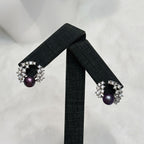Diamond Feather Magic Purple Natural Pearl Stud Earrings by NEPTUNE PEARL