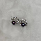 Diamond Feather Magic Purple Natural Pearl Stud Earrings by NEPTUNE PEARL