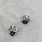 Diamond Feather Magic Purple Natural Pearl Stud Earrings by NEPTUNE PEARL