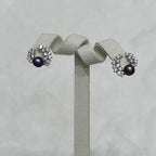 Diamond Feather Magic Purple Natural Pearl Stud Earrings by NEPTUNE PEARL