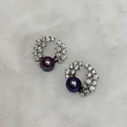 Diamond Feather Magic Purple Natural Pearl Stud Earrings by NEPTUNE PEARL