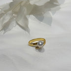 Aurora Premium Freshwater Pearl Minimalist Gold Ring by NEPTUNE PEARL