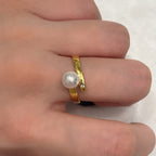 Aurora Premium Freshwater Pearl Minimalist Gold Ring by NEPTUNE PEARL