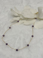 Vintage Luxury Old Money Rare Natural Purple Pearl Gold Necklace by NEPTUNE PEARL