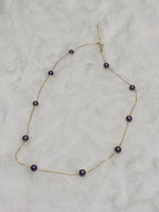 Vintage Luxury Old Money Rare Natural Purple Pearl Gold Necklace by NEPTUNE PEARL