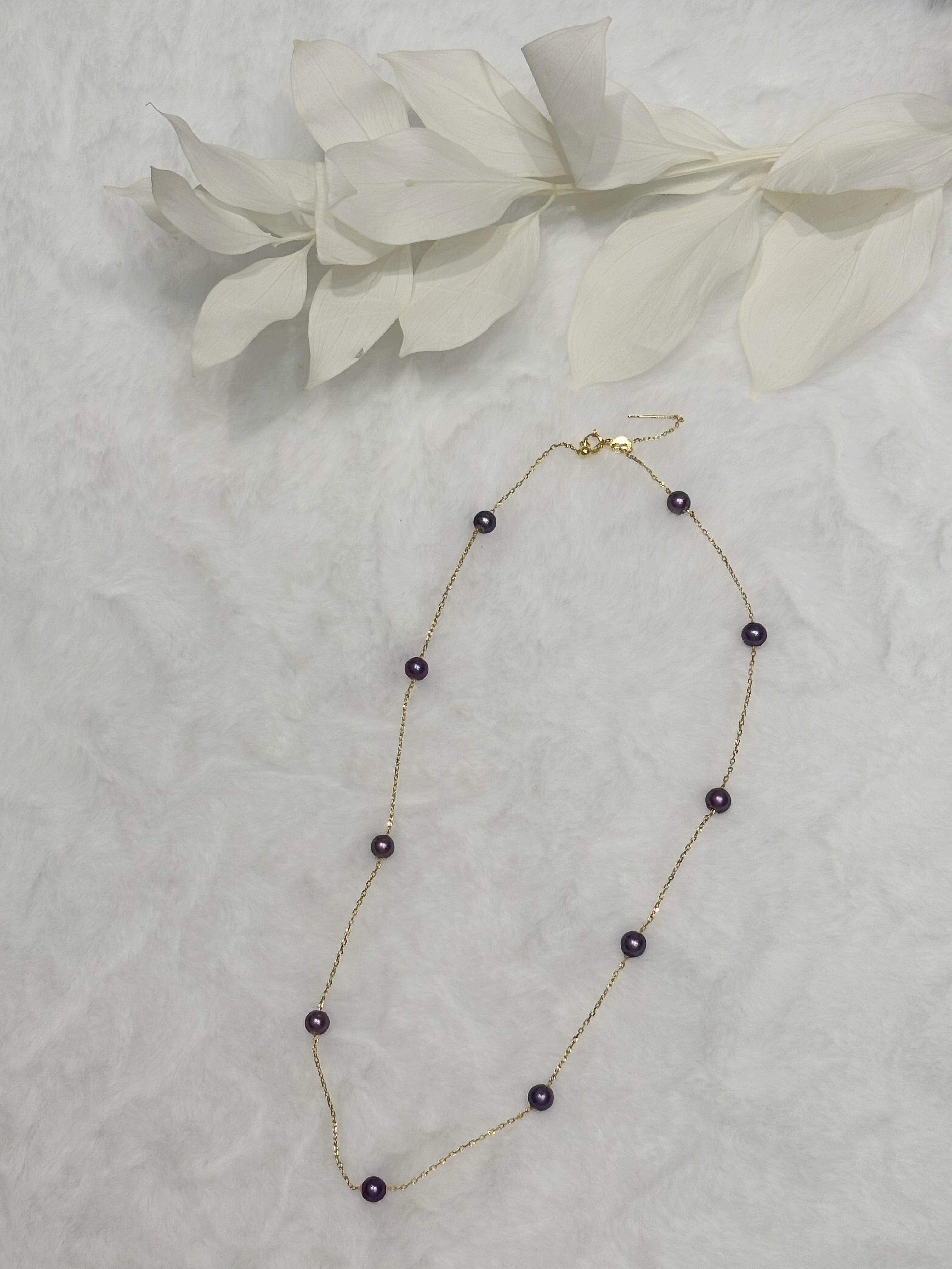 Vintage Luxury Old Money Rare Natural Purple Pearl Gold Necklace by NEPTUNE PEARL