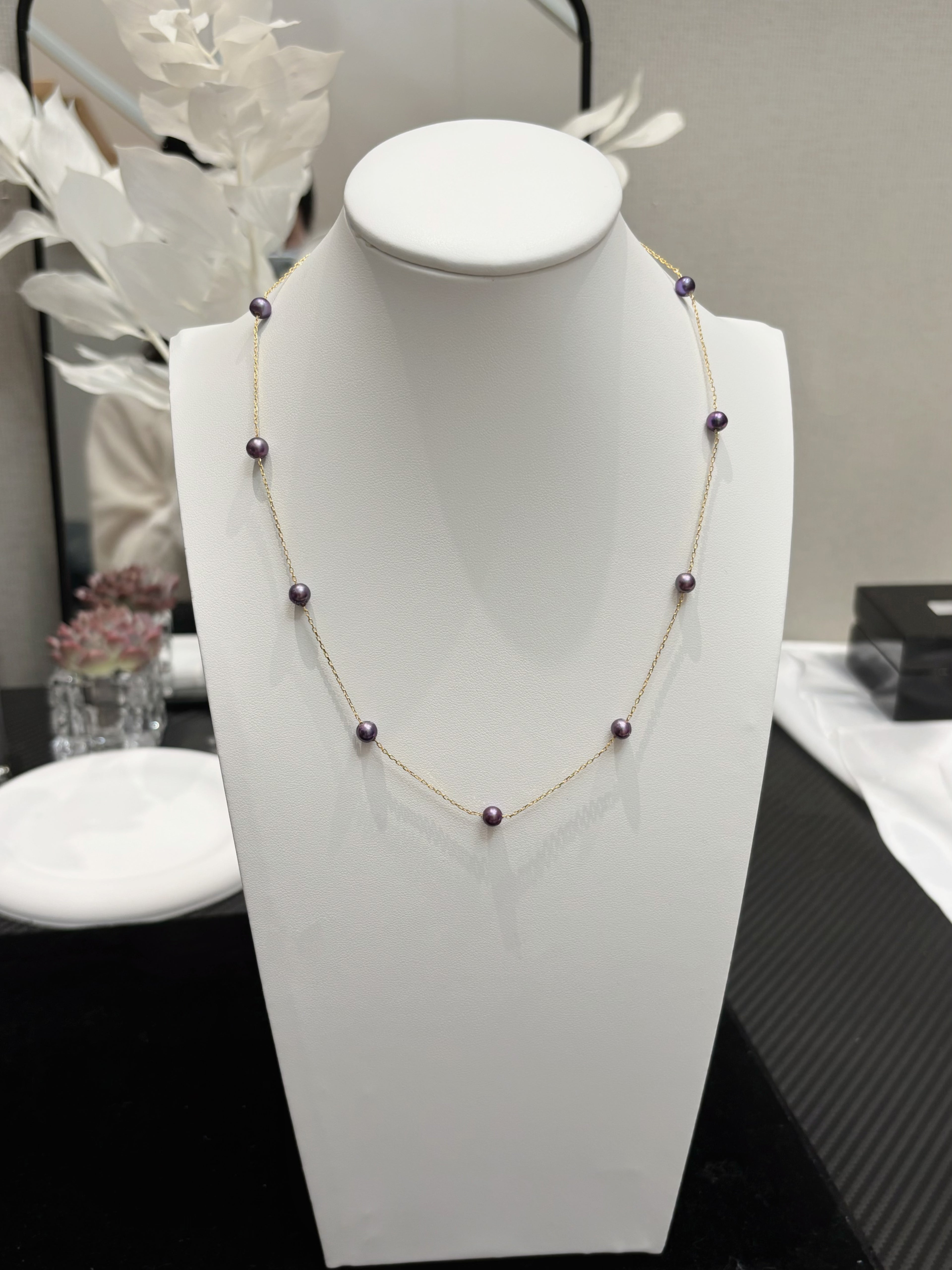 Vintage Luxury Old Money Rare Natural Purple Pearl Gold Necklace by NEPTUNE PEARL