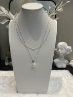 Royal Elegance Banquet Natural Freshwater Pearl Double-Layer Sterling Silver Necklace by NEPTUNE PEARL