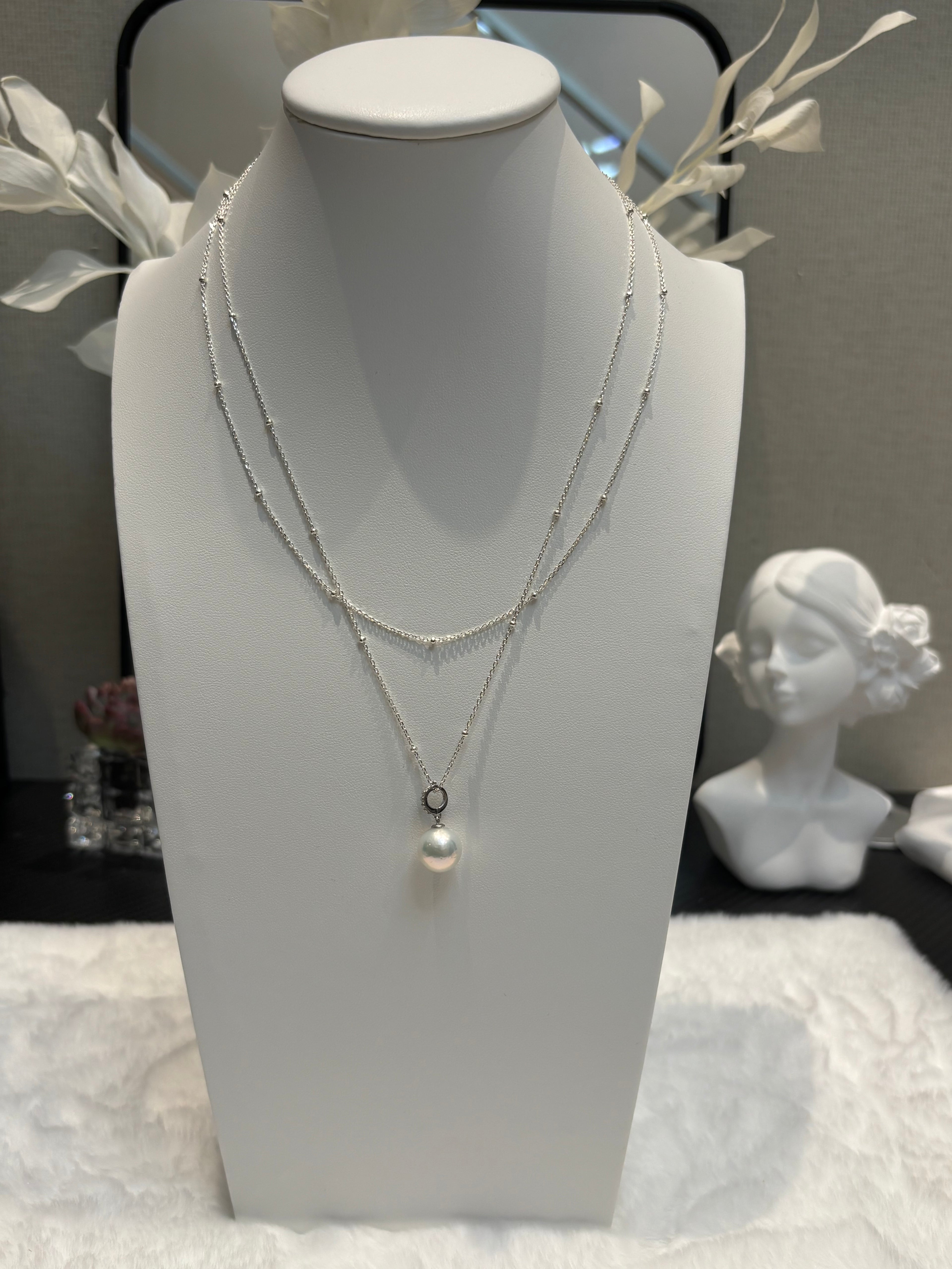 Royal Elegance Banquet Natural Freshwater Pearl Double-Layer Sterling Silver Necklace by NEPTUNE PEARL