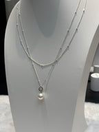 Royal Elegance Banquet Natural Freshwater Pearl Double-Layer Sterling Silver Necklace by NEPTUNE PEARL
