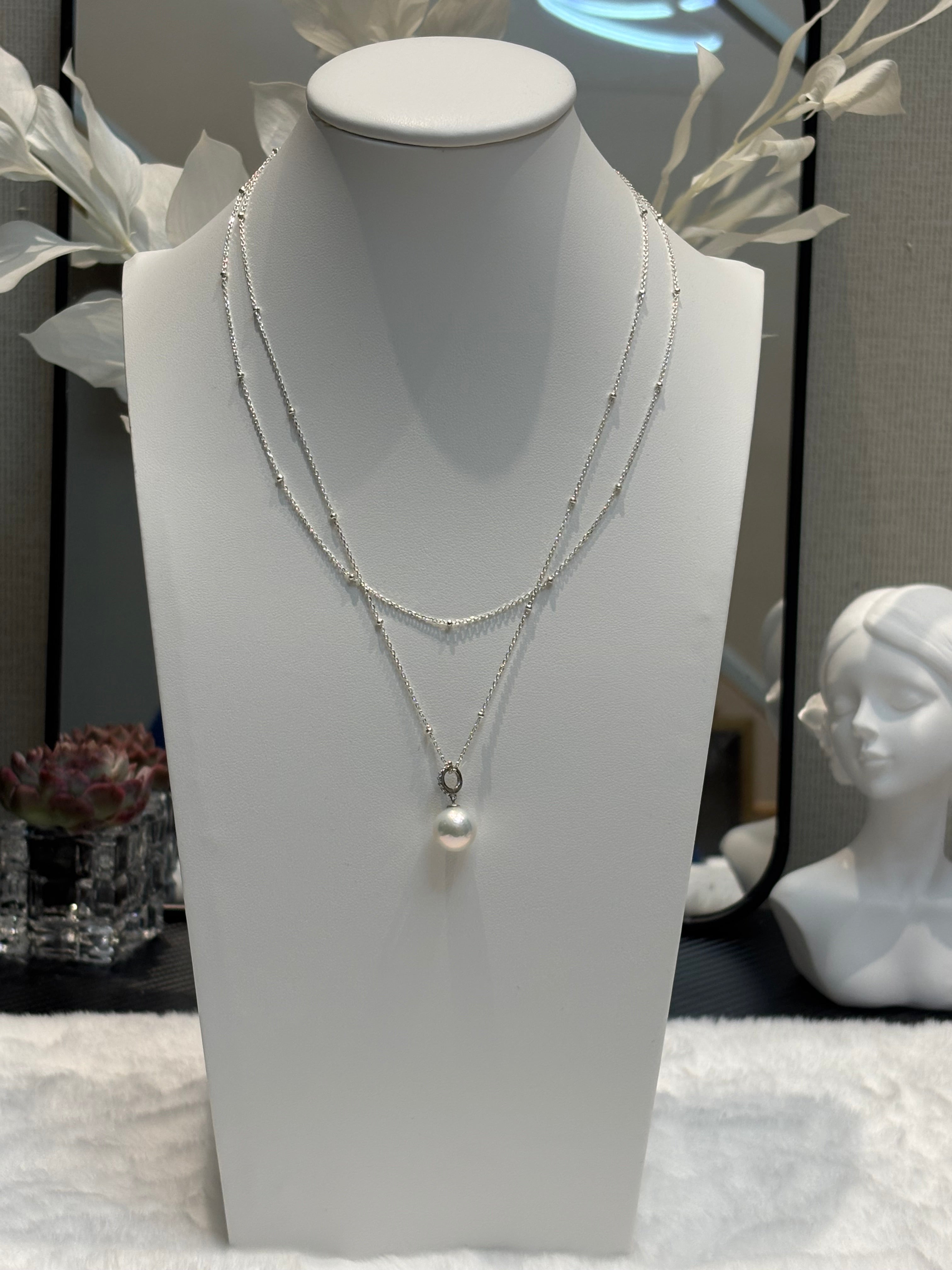 Royal Elegance Banquet Natural Freshwater Pearl Double-Layer Sterling Silver Necklace by NEPTUNE PEARL