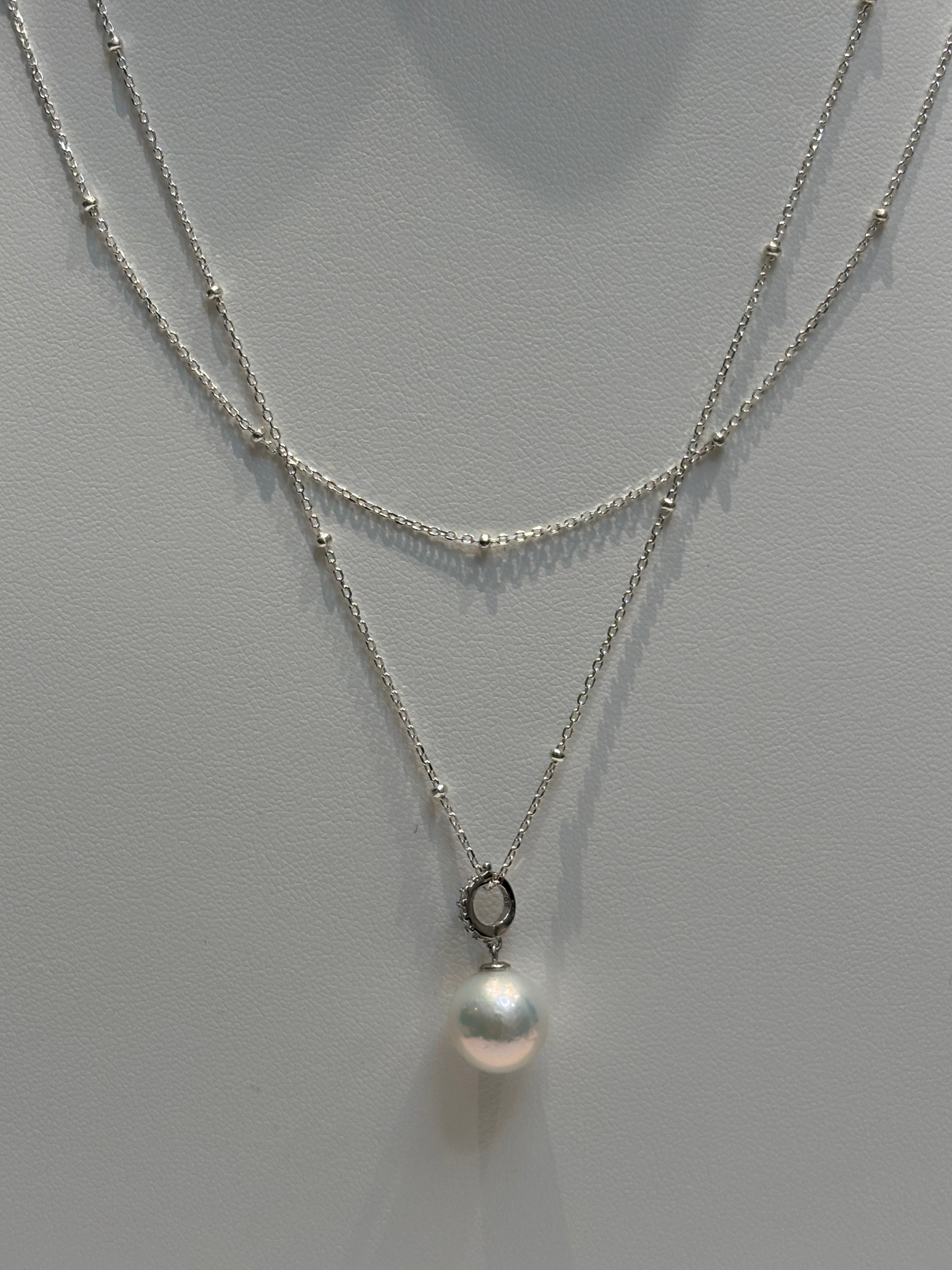 Royal Elegance Banquet Natural Freshwater Pearl Double-Layer Sterling Silver Necklace by NEPTUNE PEARL