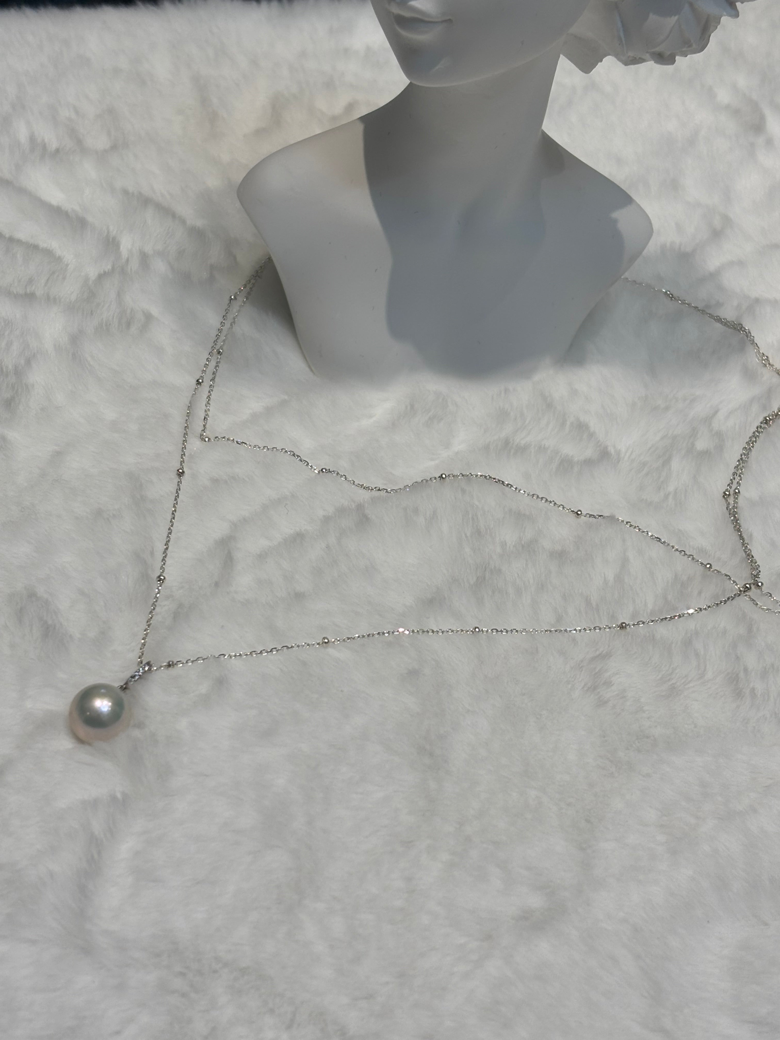 Royal Elegance Banquet Natural Freshwater Pearl Double-Layer Sterling Silver Necklace by NEPTUNE PEARL