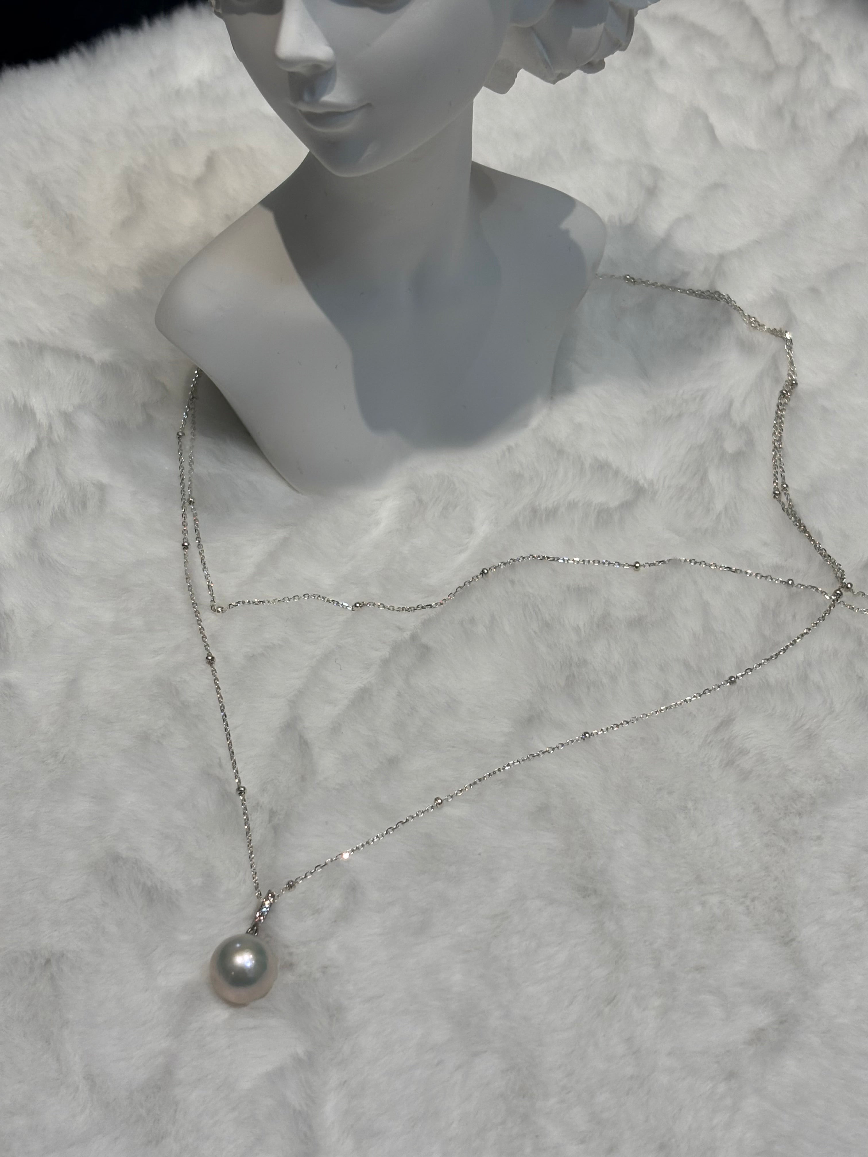 Royal Elegance Banquet Natural Freshwater Pearl Double-Layer Sterling Silver Necklace by NEPTUNE PEARL